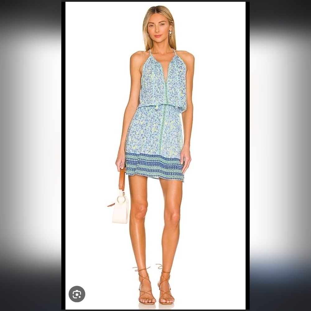 Poupette St. Barth Carine Mini Dress In Blue Lemon